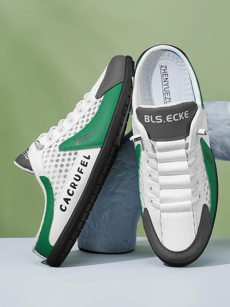 Summer Breathable Mesh Slip-On Half-Slipper for Men, Casual Soft-Soled Closed-Toe Slippers, Mesh Upper Is Refreshing and Breathable, Does Not Suffocate the Feet, Lace-Free Design Is Convenient for Lazy People