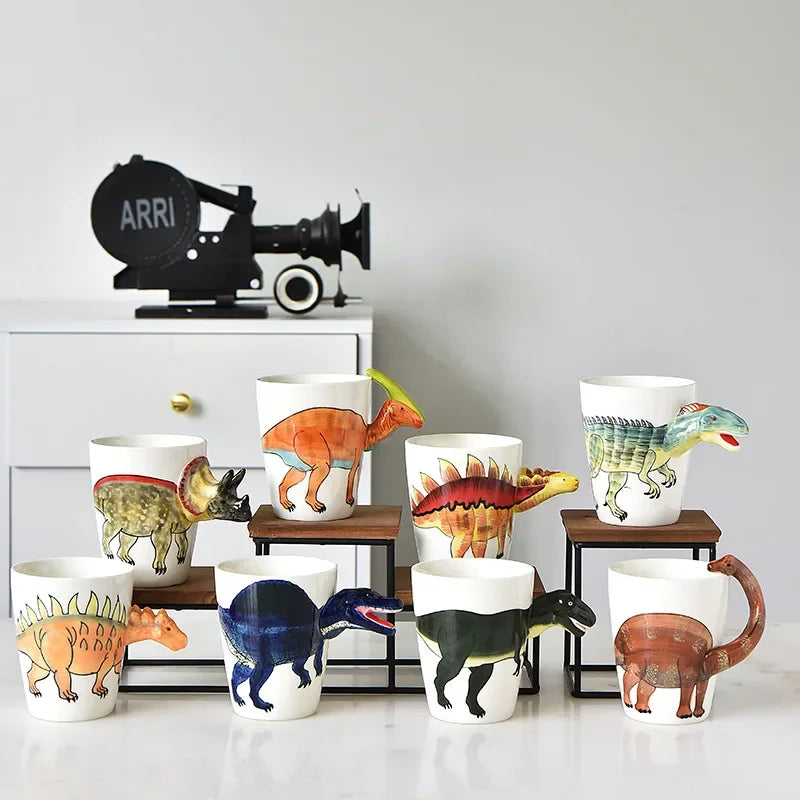 3D Dinosaur Ceramic Mug | Cute Long Necked Dragon Coffee Cup