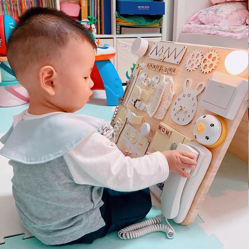 Educational Montessori Busy Board for Kids | Sensory Wooden Toys