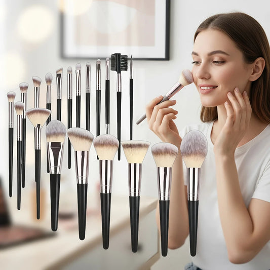 Juego de brochas de maquillaje profesionales | Brochas suaves y esponjosas para un look impecable
