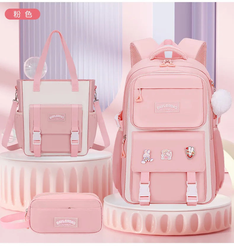 3-Piece Large-Capacity Children's Backpack for Middle School