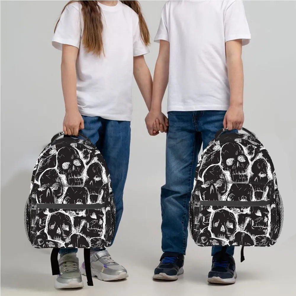Gothic Skull Print Backpack | Lightweight Casual School Bag
