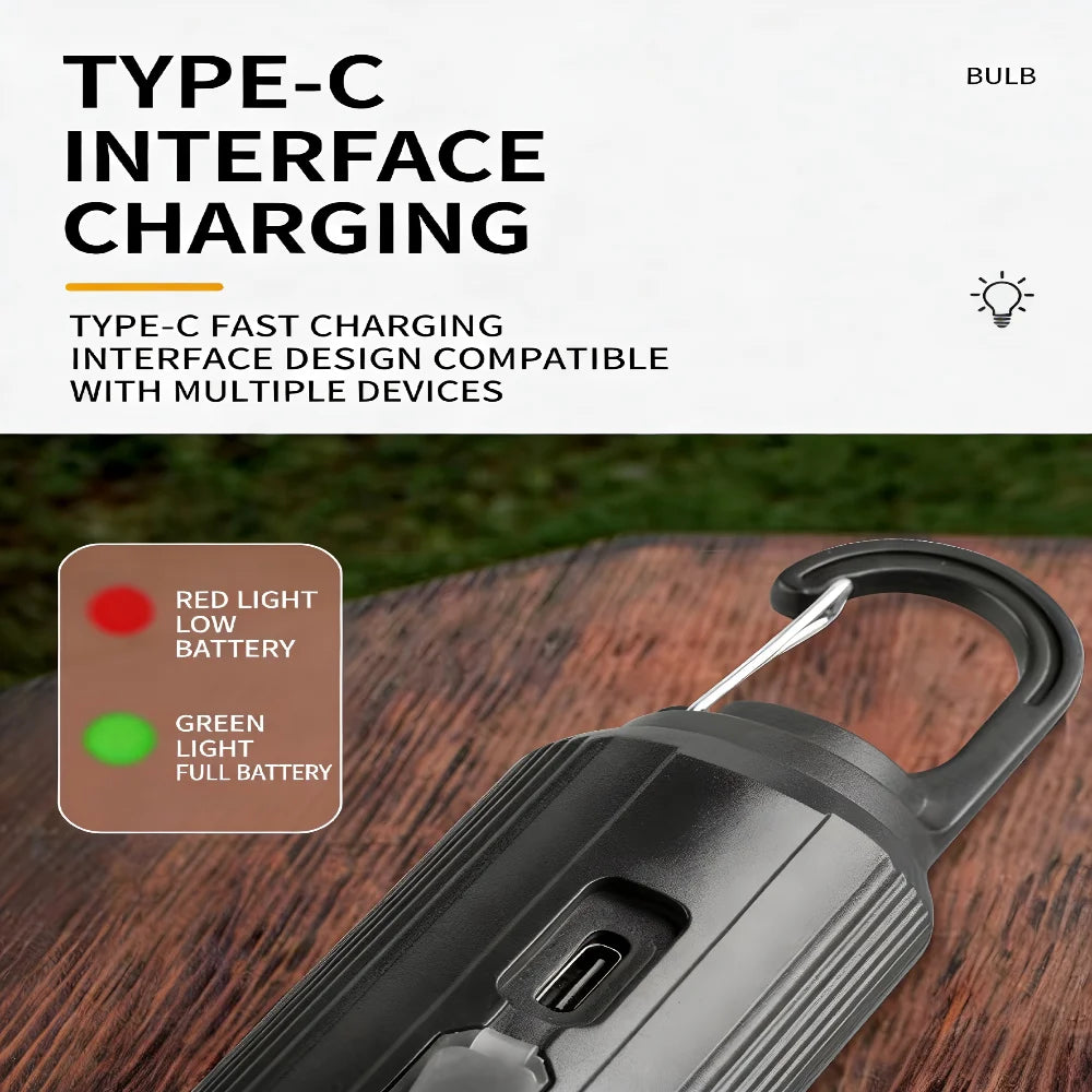 Portable LED Camping Bulb Light | Solar & Type-C Charging Lantern