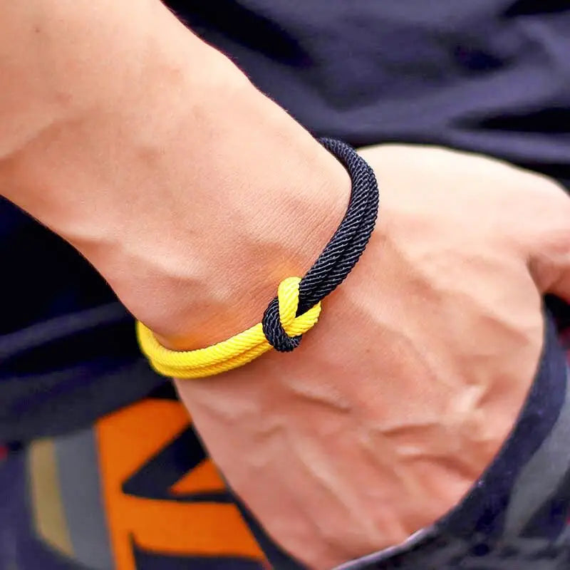 Double Layer Colorblock Rope Bracelet for Men | Trendy Accessory