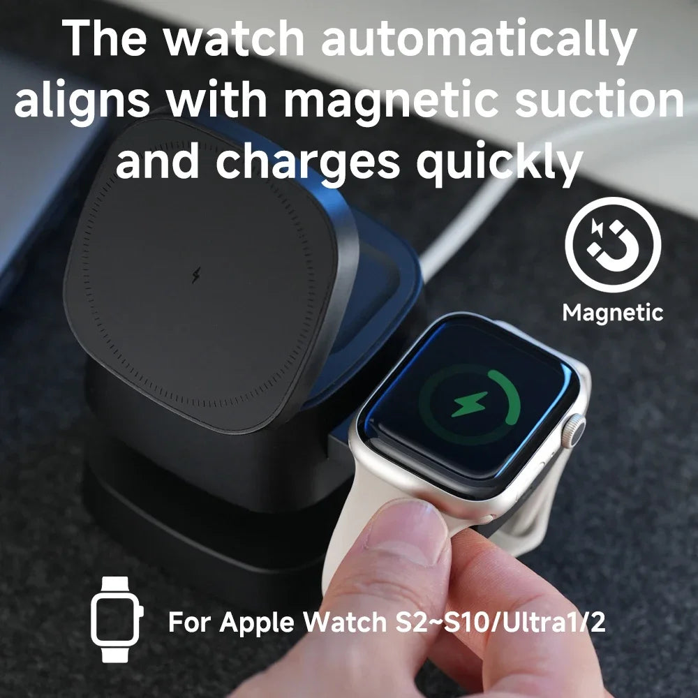 Magnetic 3-in-1 Wireless Charging Station | Fast Charging & Lamp