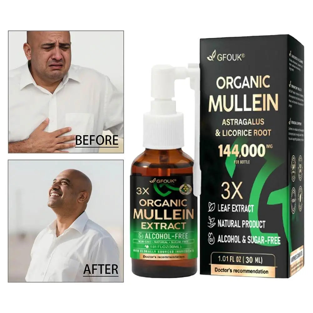 Organic Mullein Herbal Lung Cleansing Spray | Natural Breathing Aid