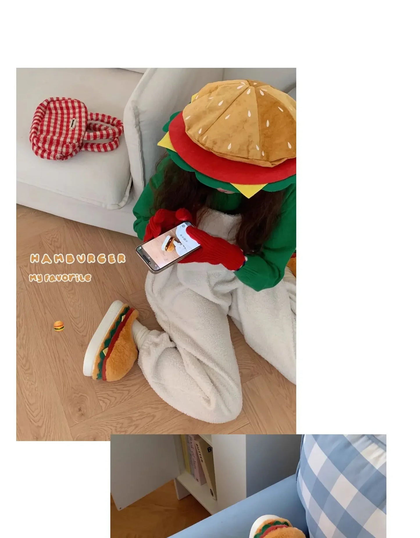 Cute Hamburger Plush Slippers | Warm & Cozy Indoor Footwear