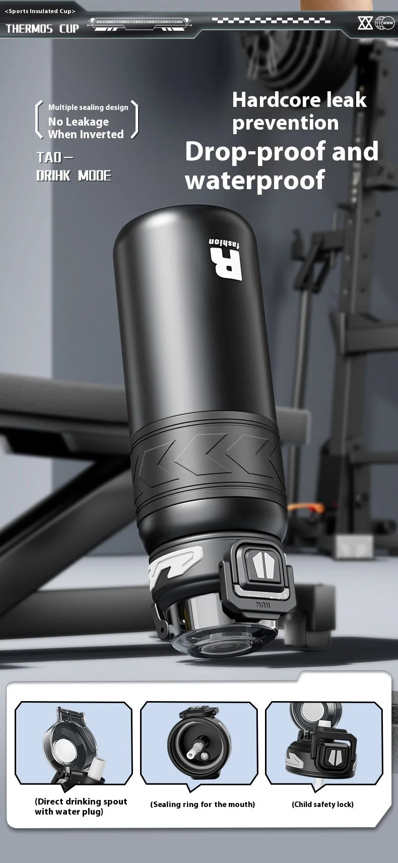 Large-Capacity Sports Straw Water Bottle | Portable Stainless Steel Cup