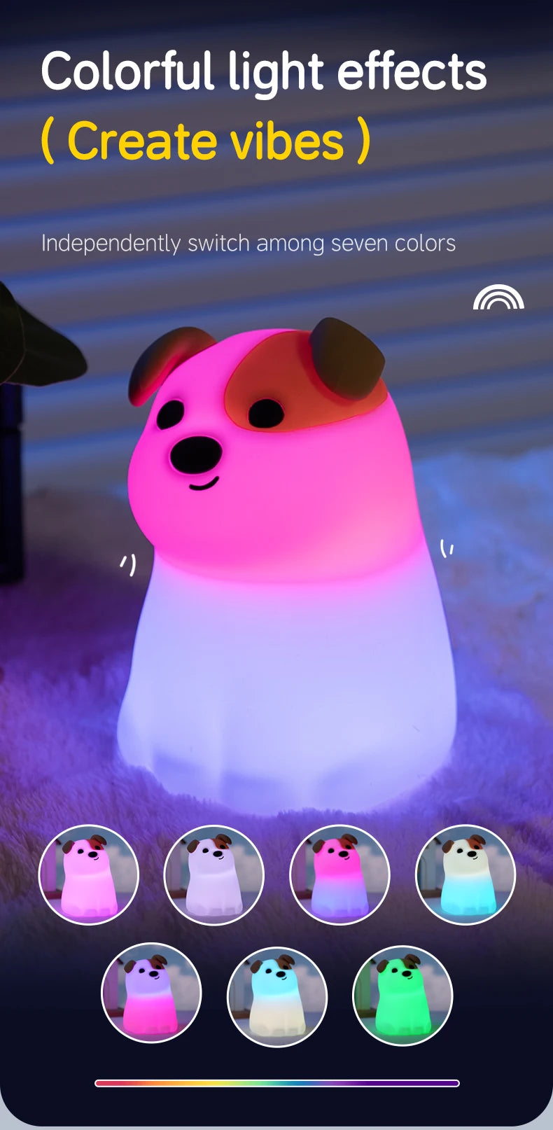 Lámpara de Mesa LED de Animales Kawaii | Luz Nocturna Divertida y Segura para Niños
