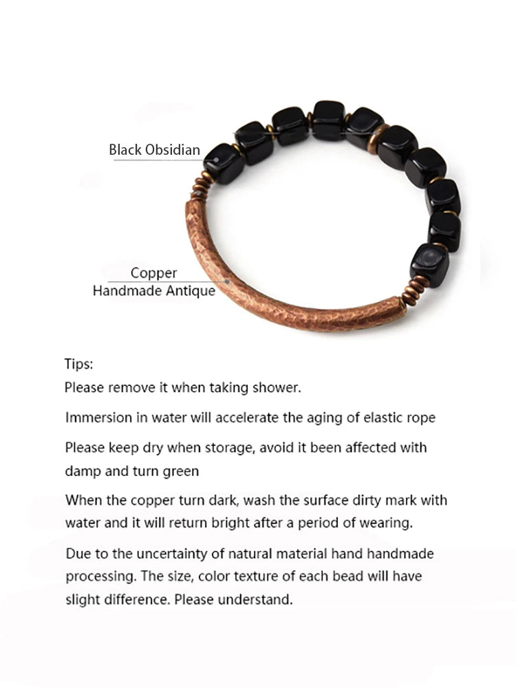 Trendy Black Obsidian Bracelet | Handcrafted Protection Jewelry