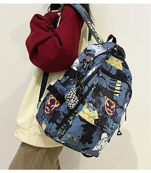 Trendy Personalized Graffiti Japanese Backpack | Large Capacity Book Bag