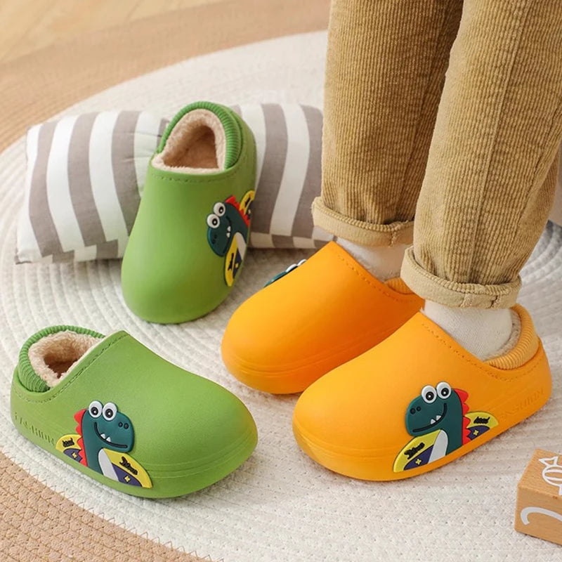 Kids Cute Animal Print Plush Slippers | Waterproof Anti-Slip Comfort
