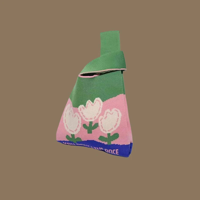 Chic Handmade Knit Mini Knot Wrist Bag for Women | Casual Tote