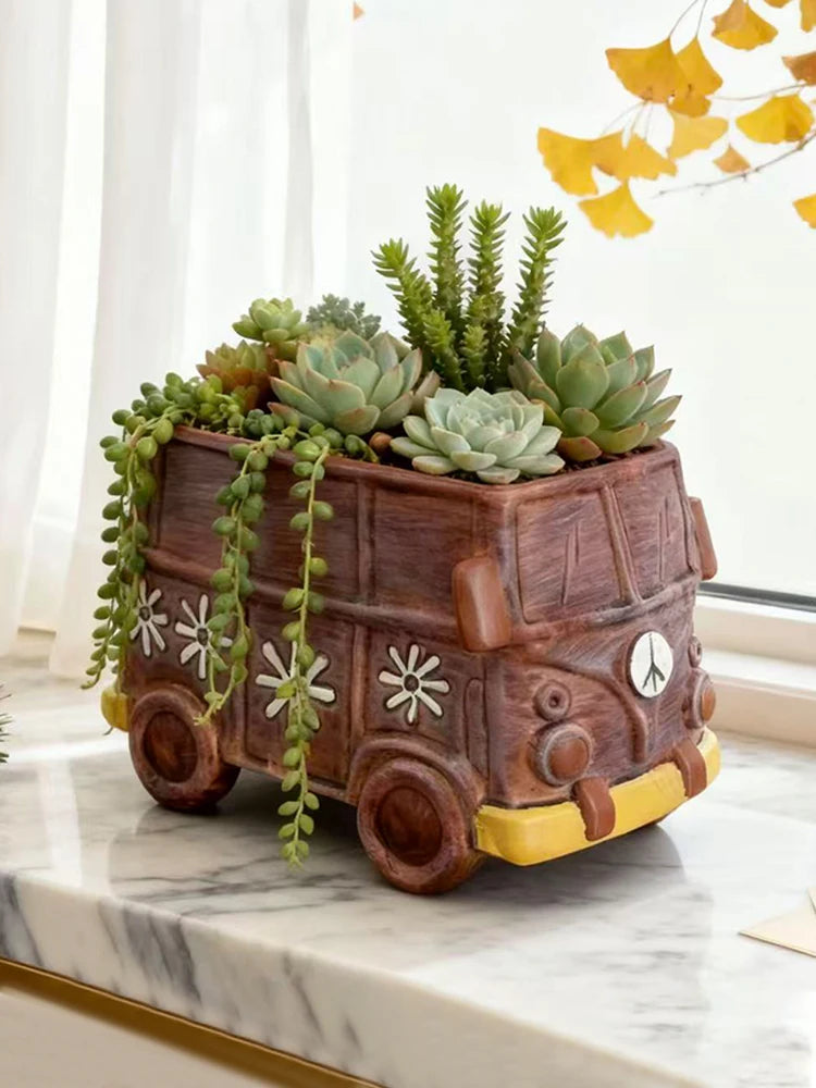 Creative Bus Car Flowerpot | Unique Home Garden Decor