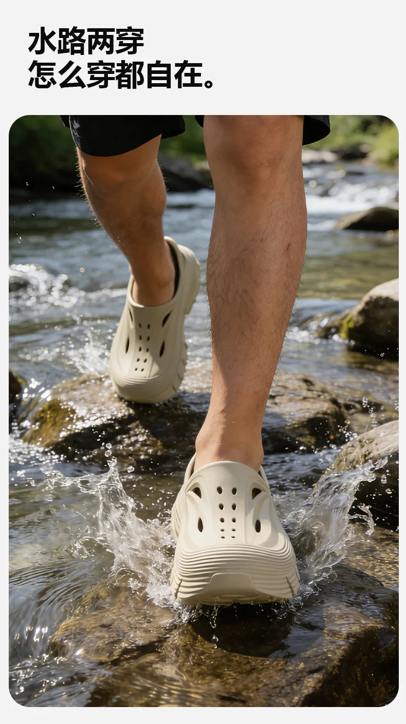 Anti slip hole shoes for men in summer 2026 new anti odor and anti poop feeling, outdoor sports EVA womens outdoor cool slippers