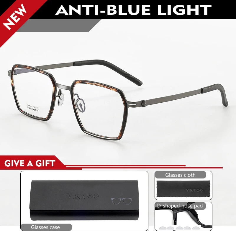 Simple Geometric Polygon Fashion Titanium Glasses | Blue Light Protection