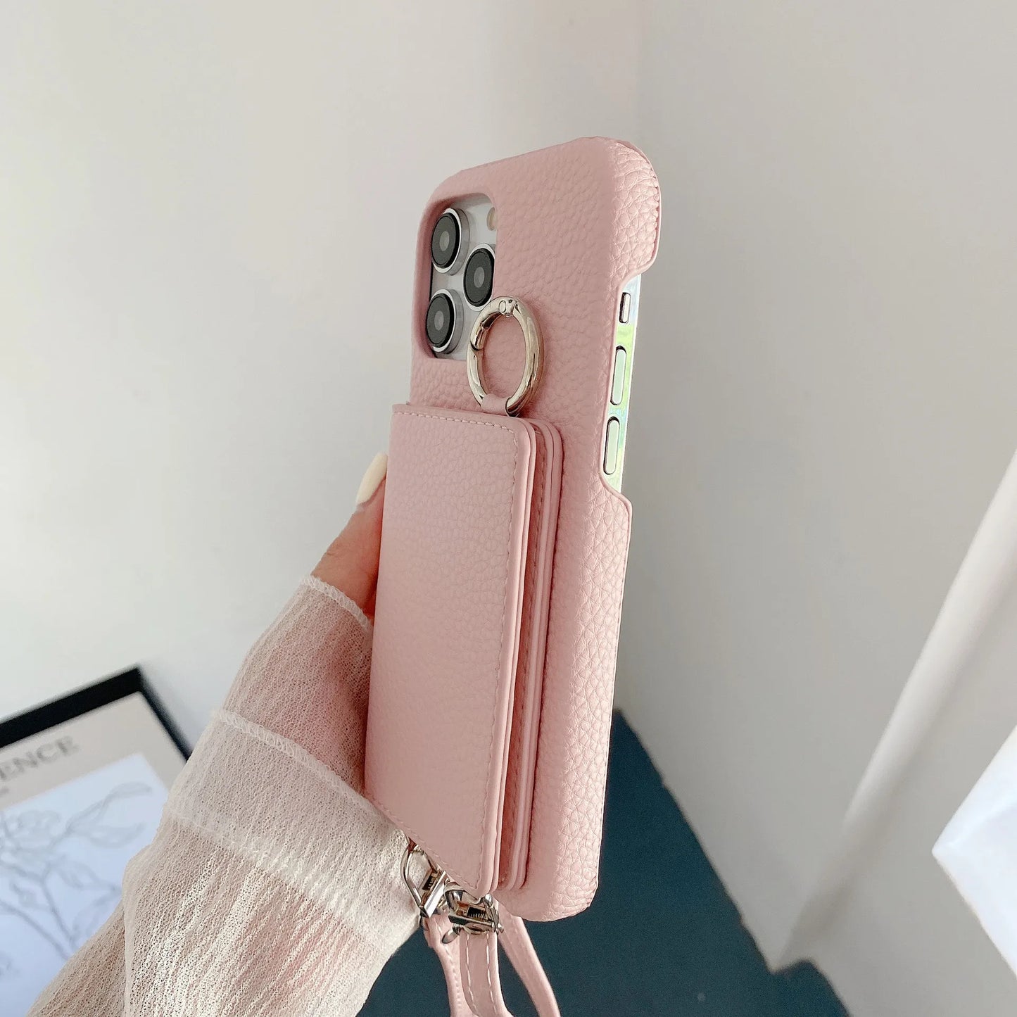 Elegant Ring Holder Mirror Card Slot Case for iPhone