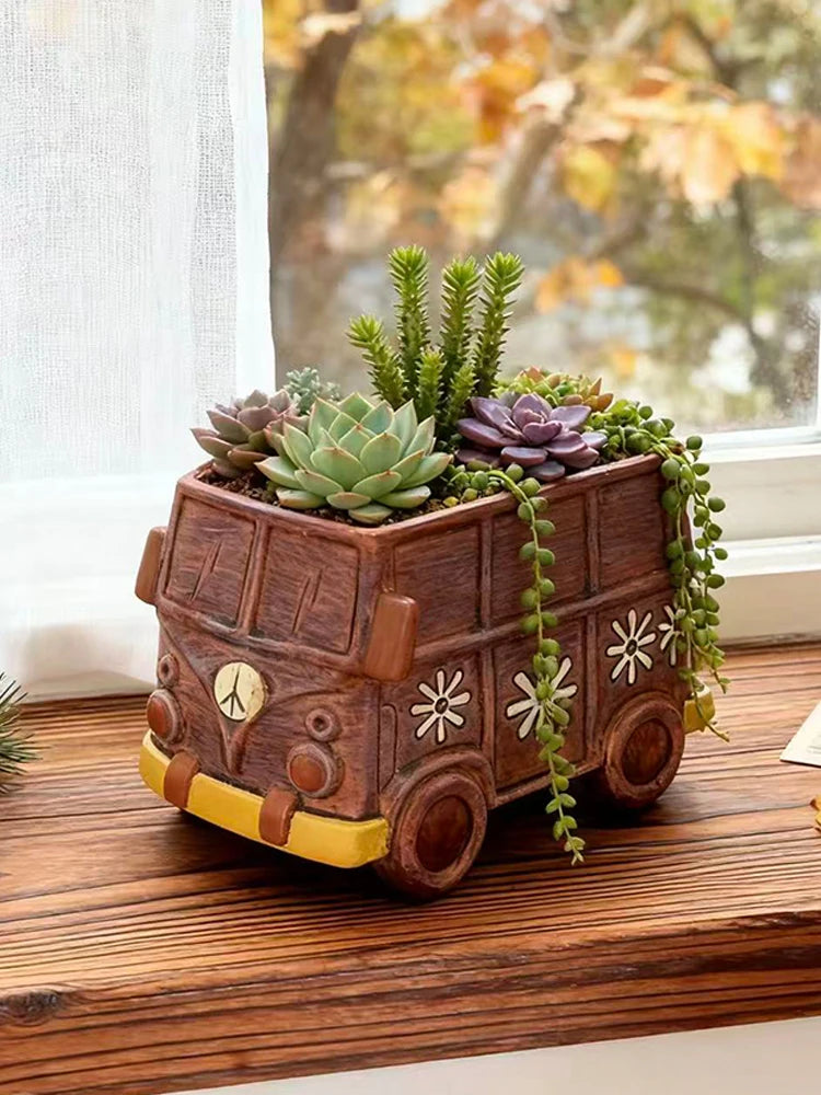 Creative Bus Car Flowerpot | Unique Home Garden Decor