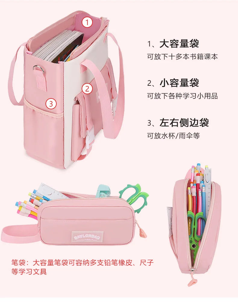 Large Capacity Spine Protection Backpack Set for Students