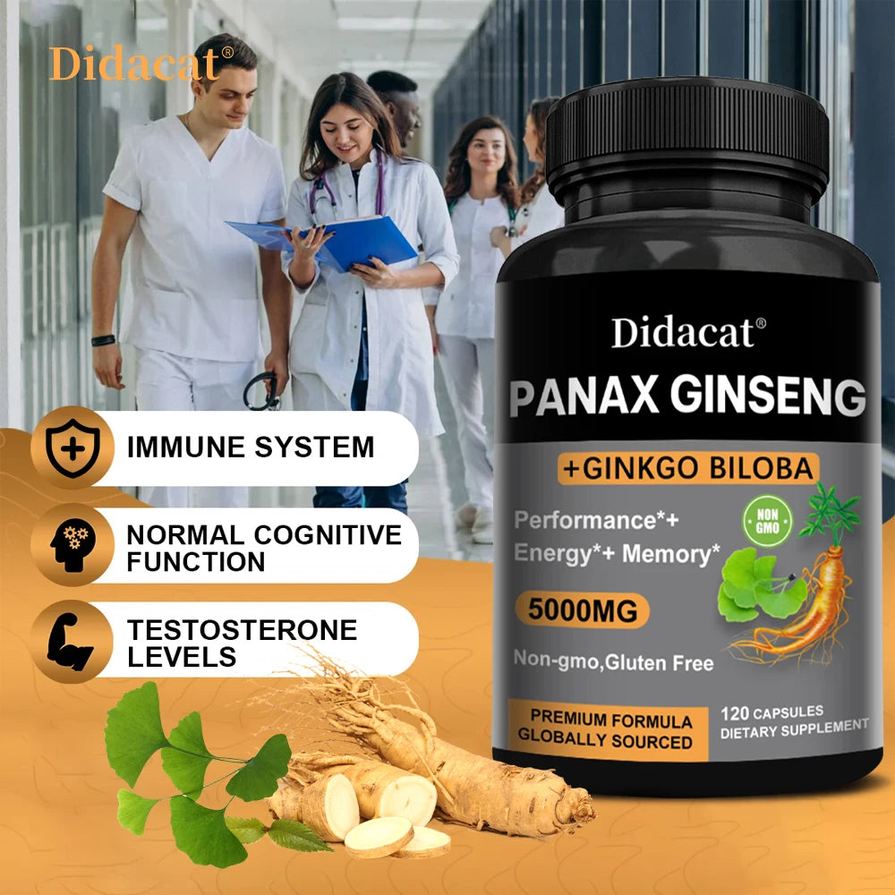 High-Potency Korean Red Ginseng & Ginkgo Biloba Capsules