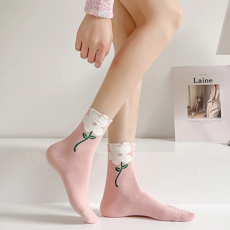 Women's Cartoon Flower Candy Color Socks | Stylish & Comfortable