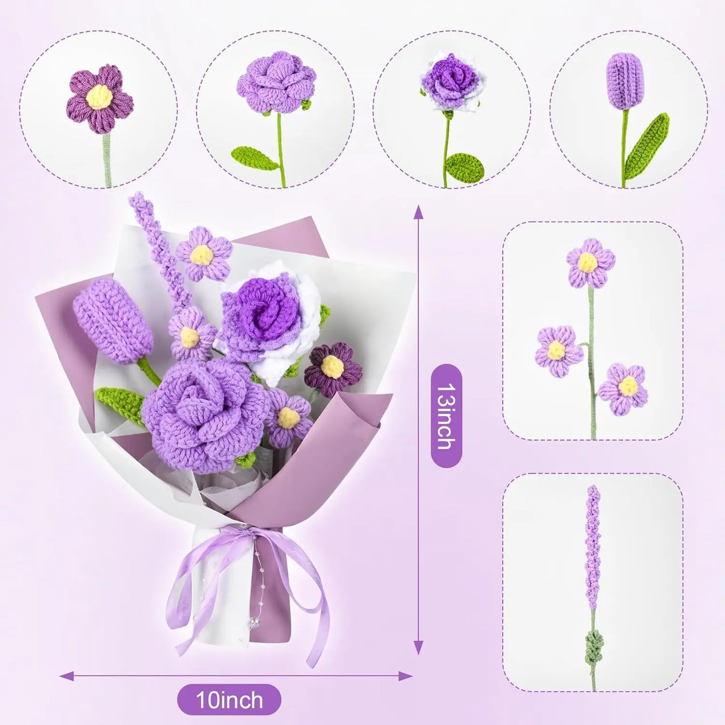 Handmade Purple Crochet Flower Bouquet | Perfect Gift for Her