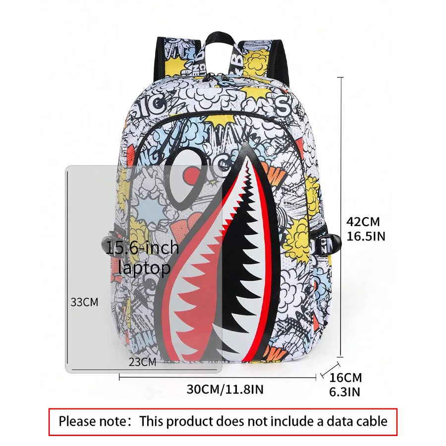 Large Capacity Waterproof Retro Shark Backpack for Outdoor Use