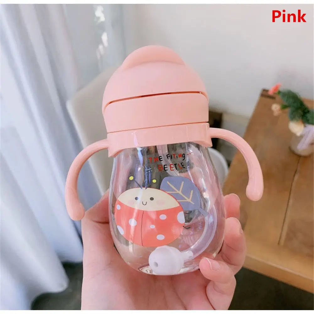 250ML Cartoon Pattern Child Drinking Bottle with Straw