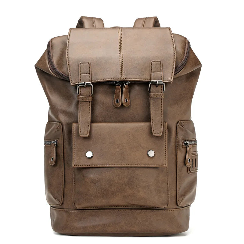 Vintage Luxury PU Leather Backpack | Large Capacity Laptop Bag