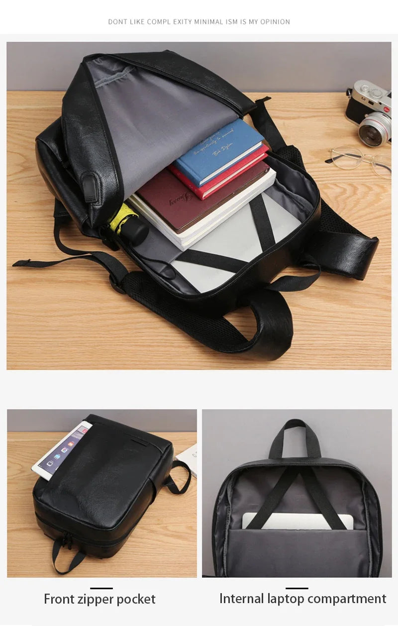 Men's Executive PU Leather Backpack | Stylish Office & Travel Bag