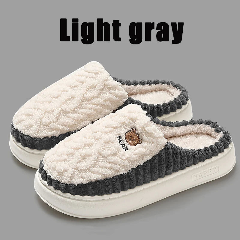 Cozy Cartoon Bear Slippers | Warm Plush Indoor House Shoes