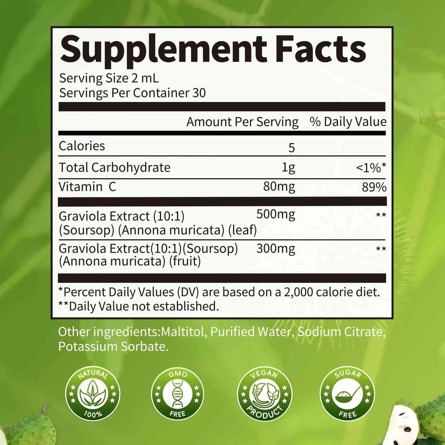Soursop Graviola Liquid Drops for Immune & Gut Health Support
