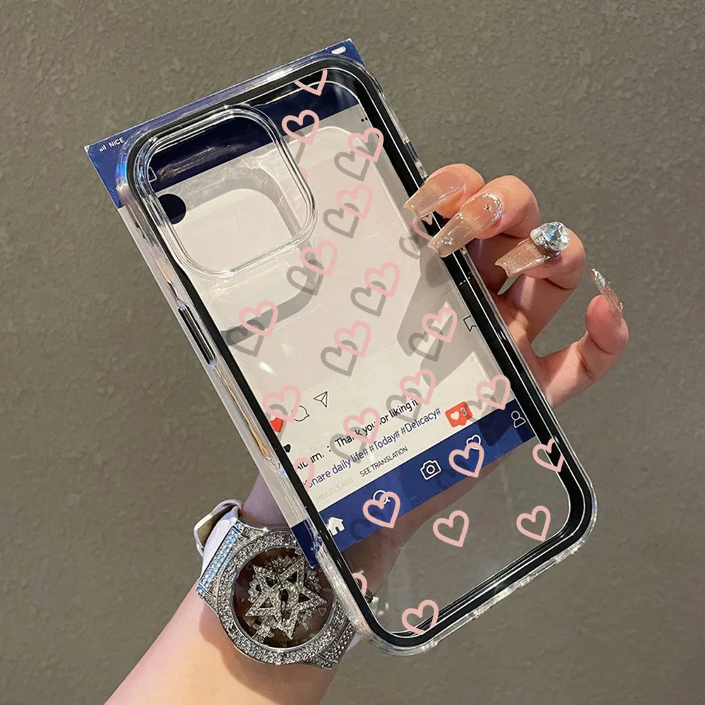 Funda de iPhone Corazón de Amor | Carcasa Transparente Antichoque 2 EN 1