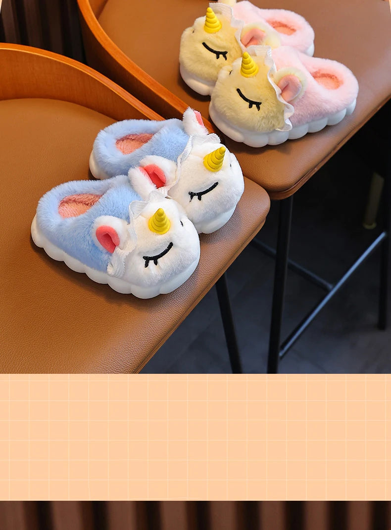 Unicorn Plush Slippers for Kids | Cozy Indoor Winter Shoes