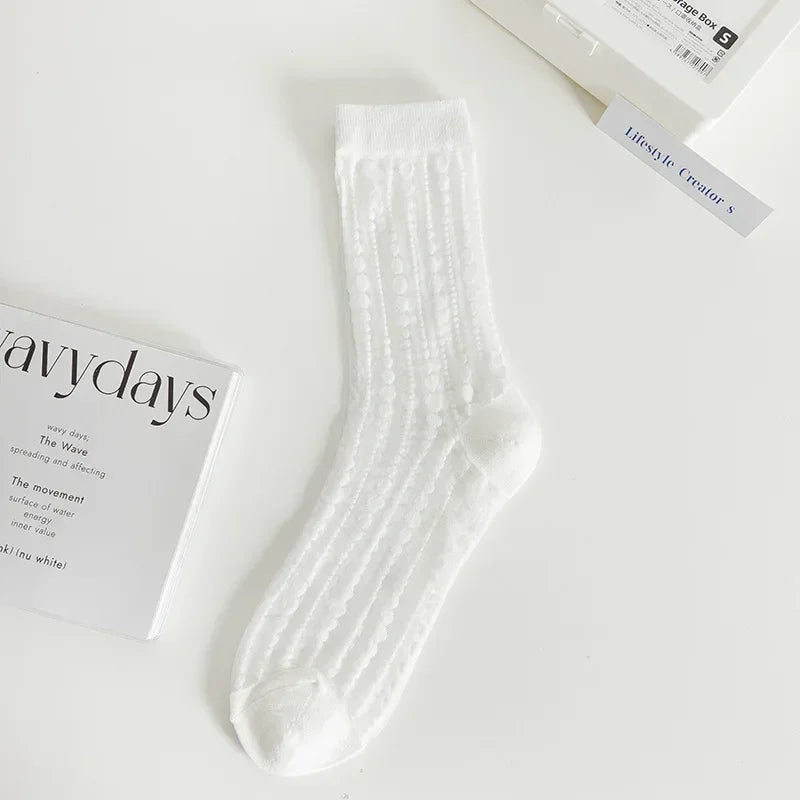 Cute Striped Kawaii Socks for Women | Ultra-Thin Summer Wear