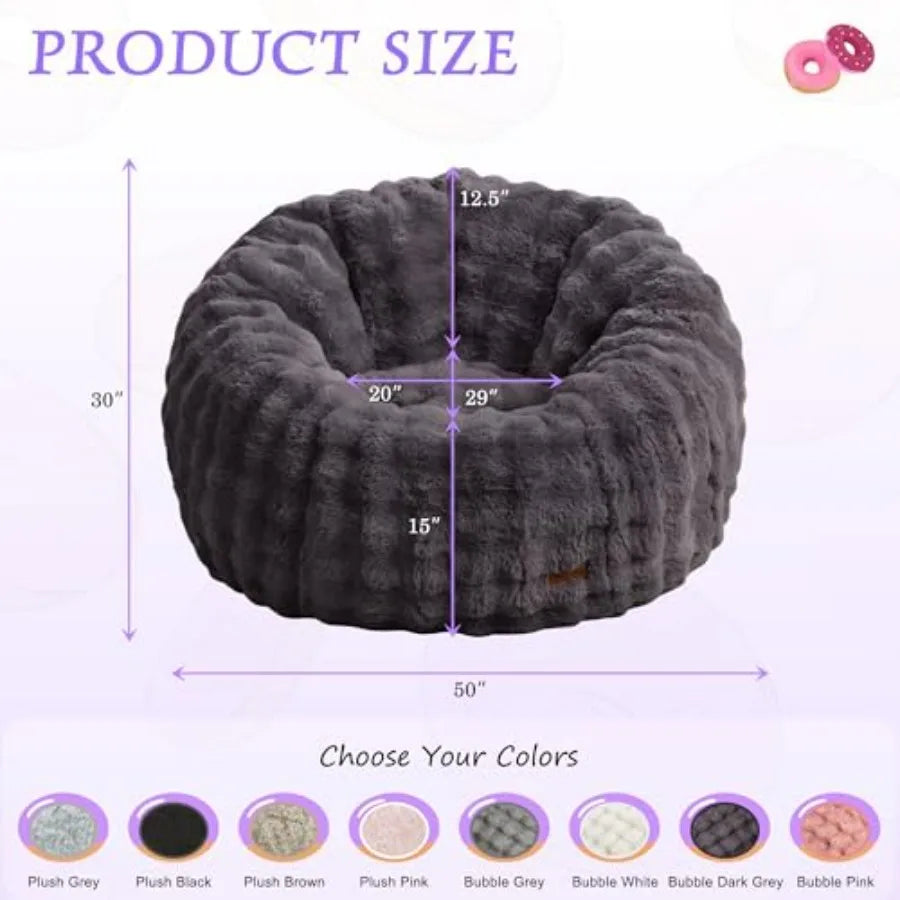 Puf gigante en forma de dónut | Comodidad suave en gris oscuro