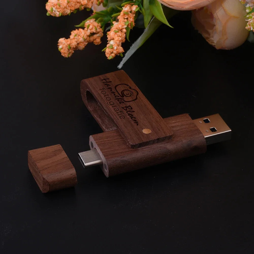 Wooden TYPE-C USB Flash Drive | Custom Logo Pendrive Gifts