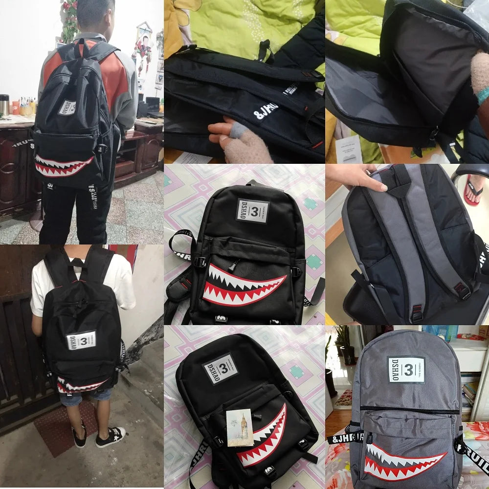 Large Capacity Waterproof Shark Backpack | Unisex Travel Bookbag