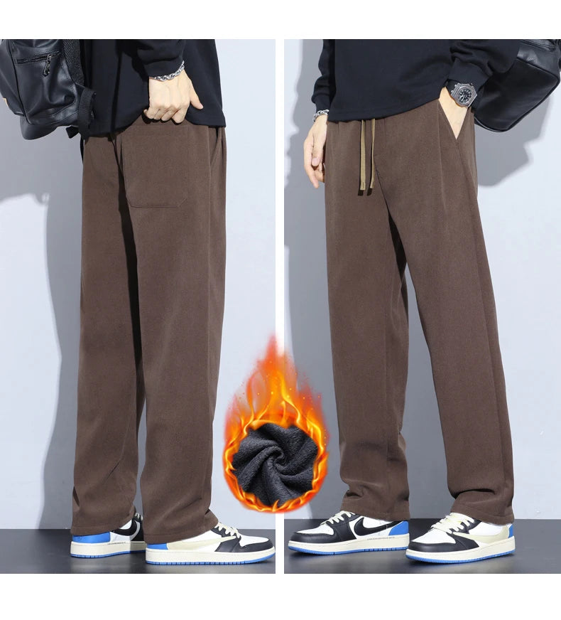 Men’s Thermal Fleece Pants | Cozy Wide-Leg Winter Sweatpants