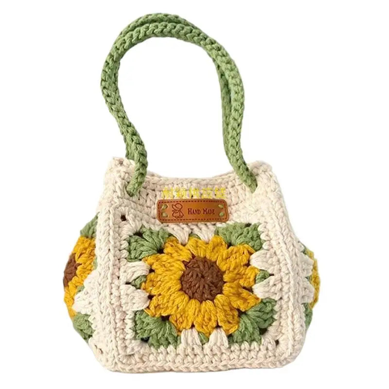 Hand-Woven Crochet Sunflower Handbag | DIY Home Decor Bag