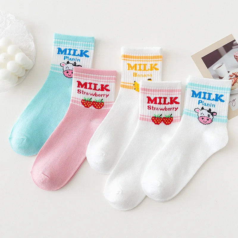 Cute Women Fruit Print Socks Set | Kawaii Casual Accessories