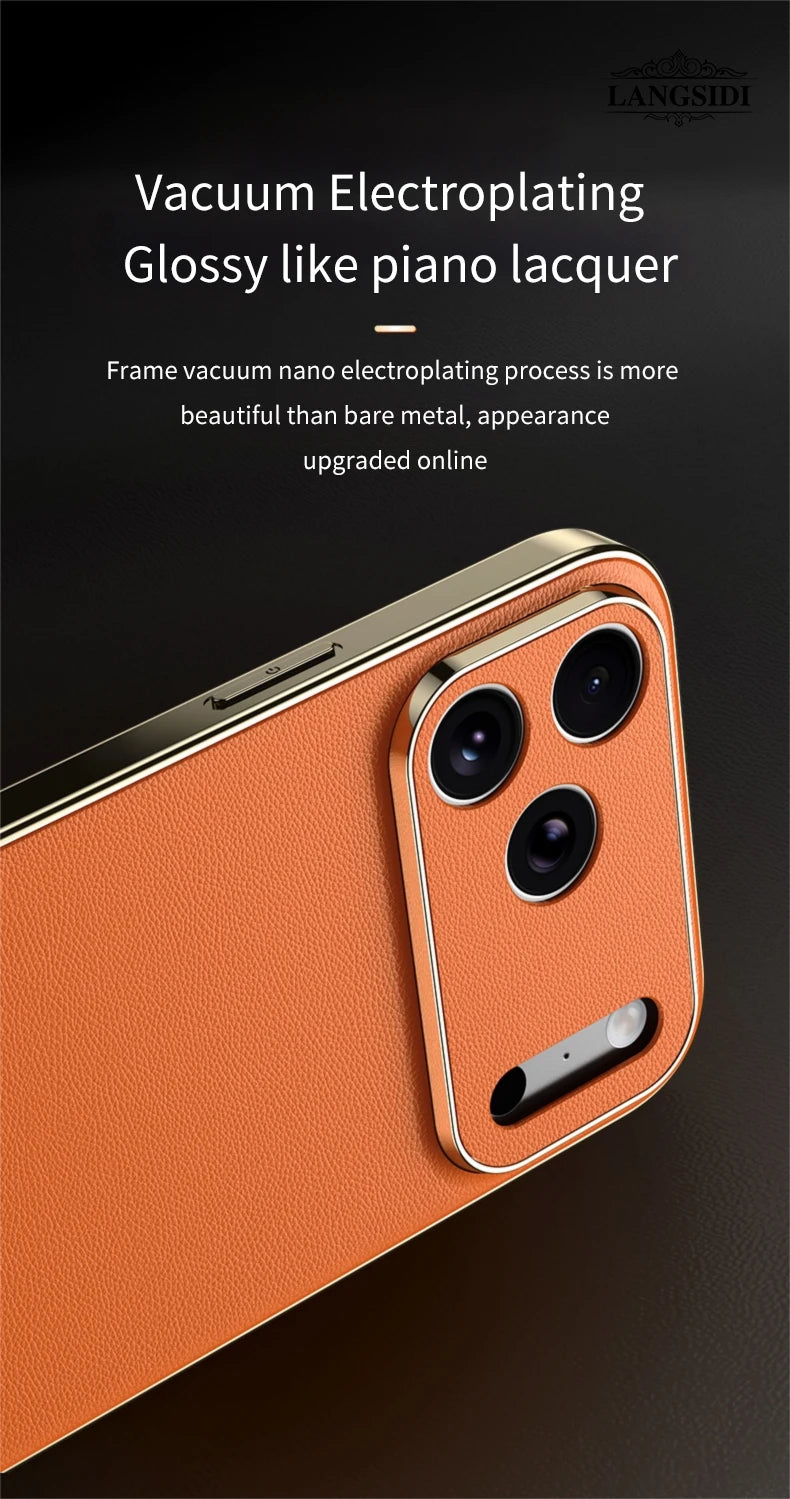 Funda de lujo de piel para iPhone | Protección total de la lente