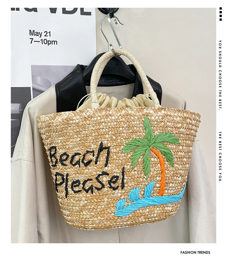 Casual Sweet Tote Bags | Perfect Straw Embroidery Shoulder Bag