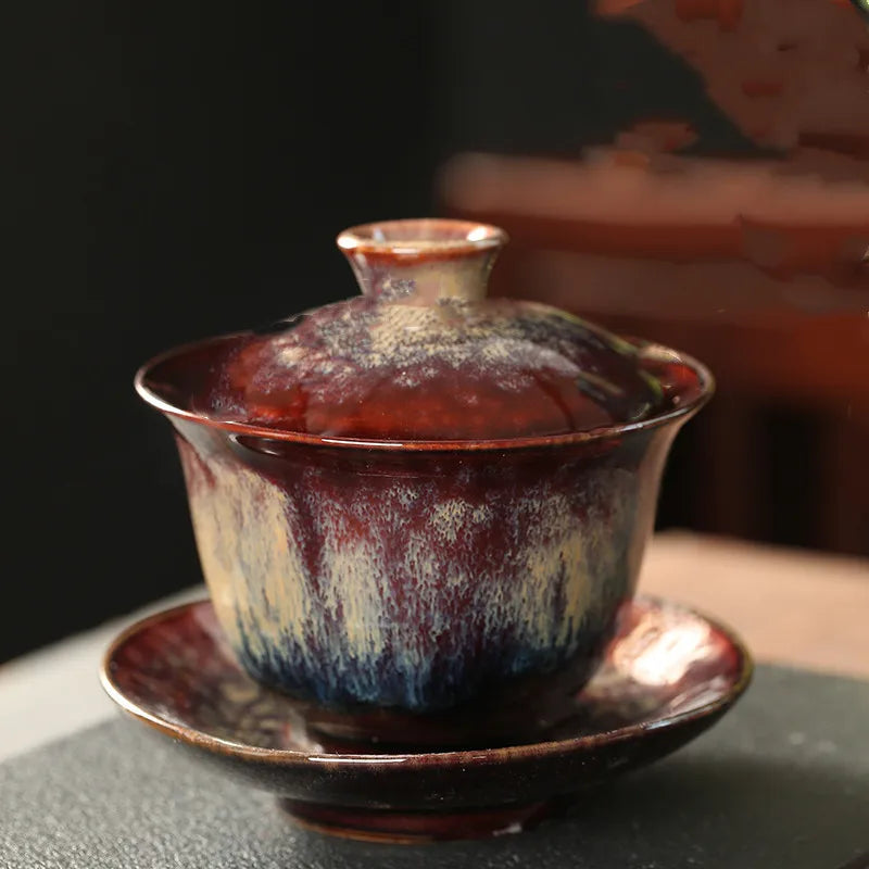 Elegante Juego de Té Kungfu Gaiwan de Cerámica Vintage | Perfecto para Ceremonia