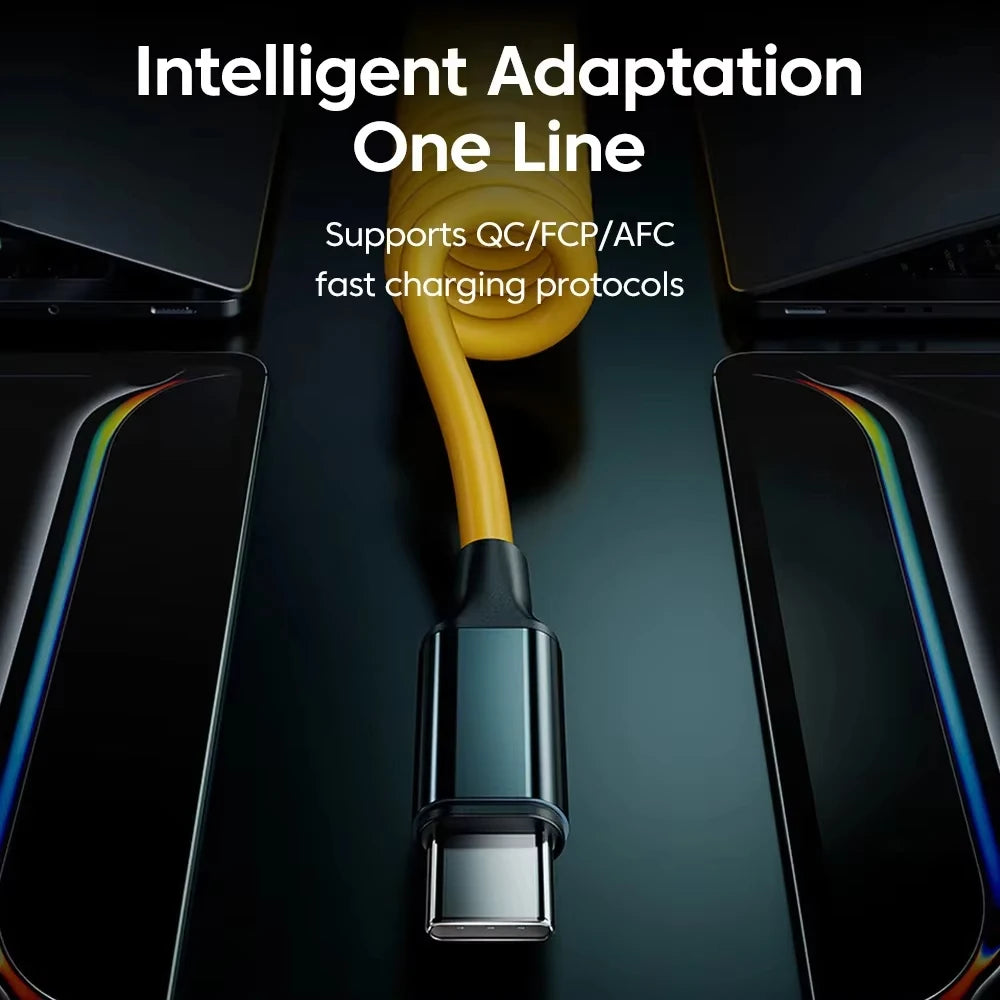 Retractable Fast Charging USB C Cable | 100W Spring Charging Solution