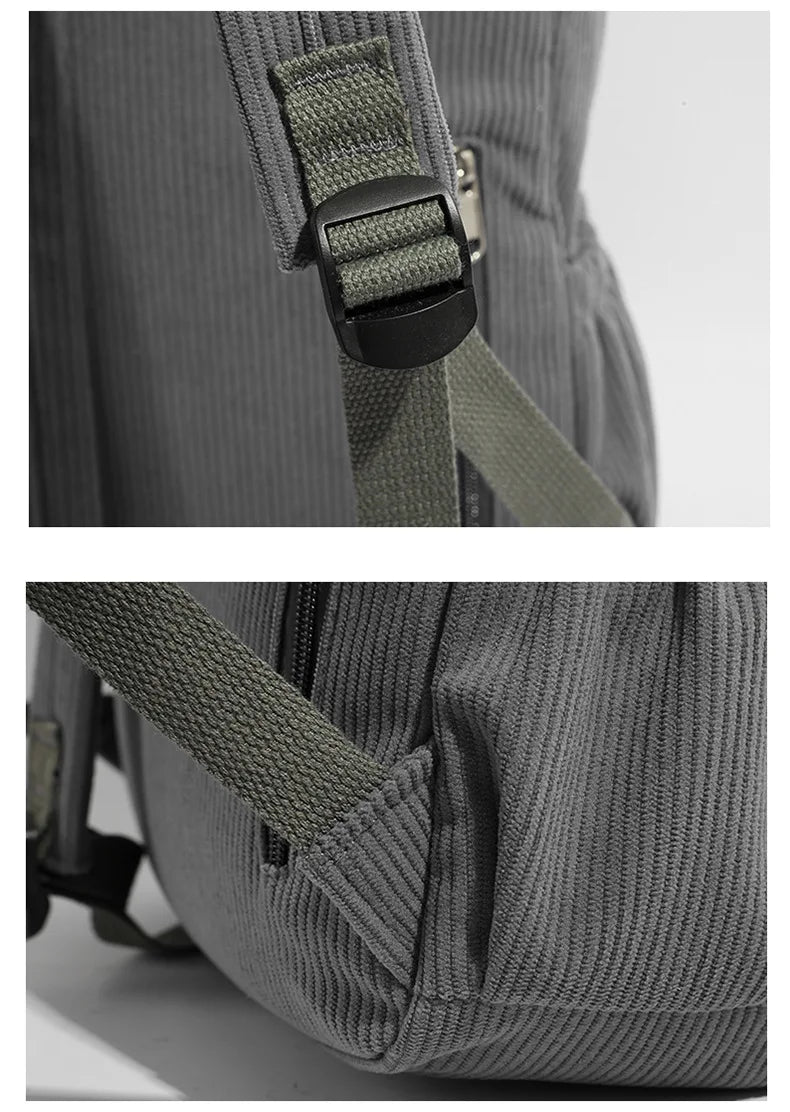 Stylish Neutral Corduroy Backpack | Versatile Large Capacity Daypack