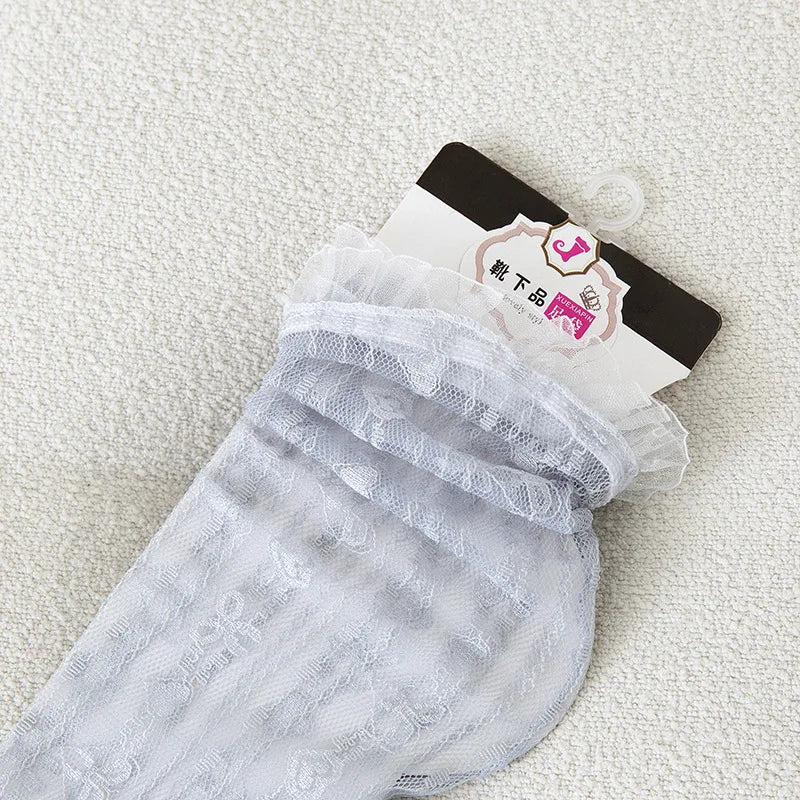 Ultra-Thin Transparent Lace Ruffle Socks for Women | Summer Style