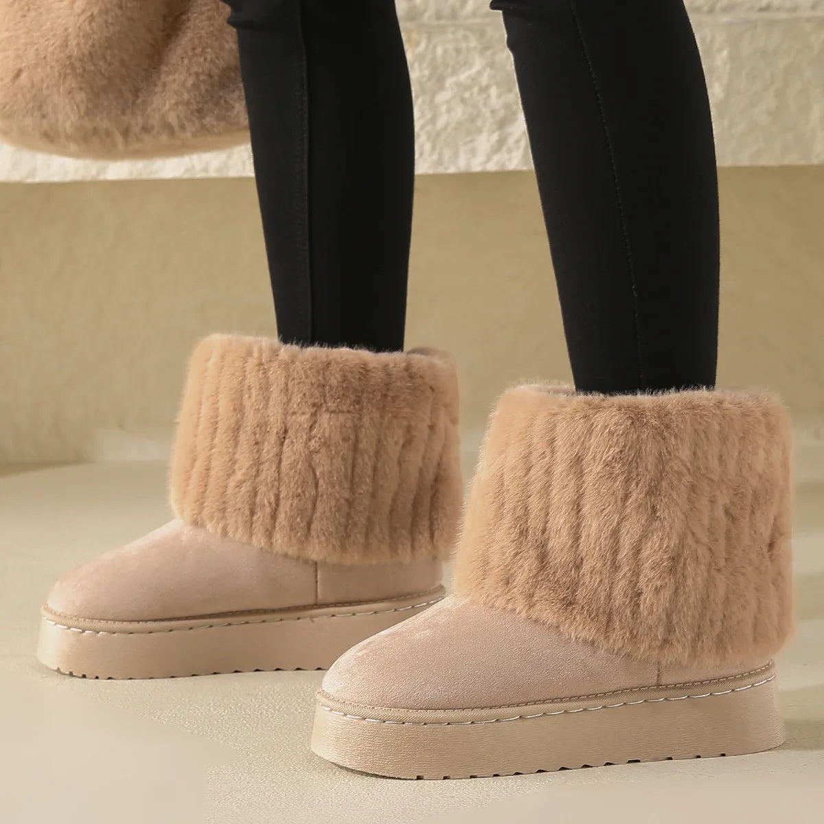 Men's Korean Style Fleece Snow Boots | Warm Plush Mid-Calf Winter Loafers