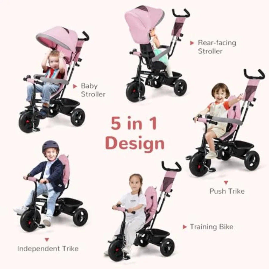 6-in-1 Tricycle for Toddlers | Reversible Seat & Safety Canopy