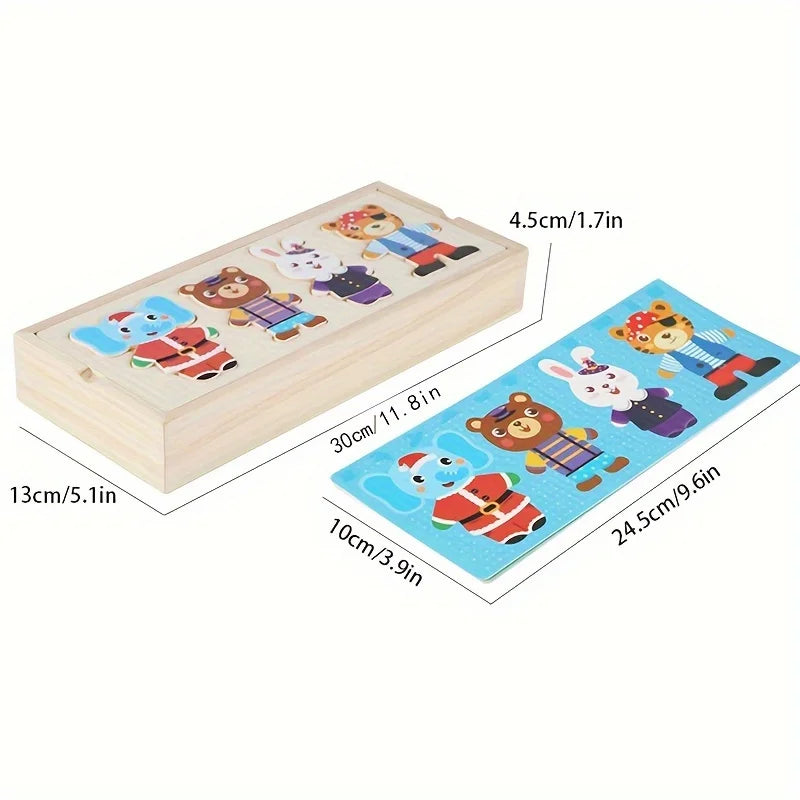 25Pcs Animal Dress-Up Wooden Play Set | Engaging Montessori Toys